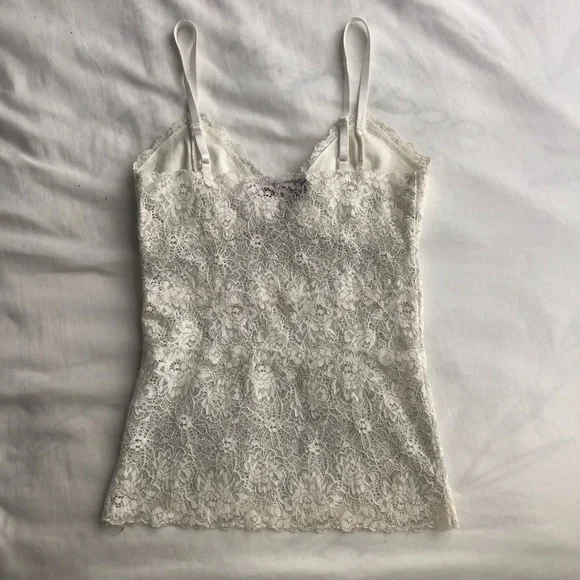 Seduction Lace Sheer Cream Camisole Top - Picture 2 of 8